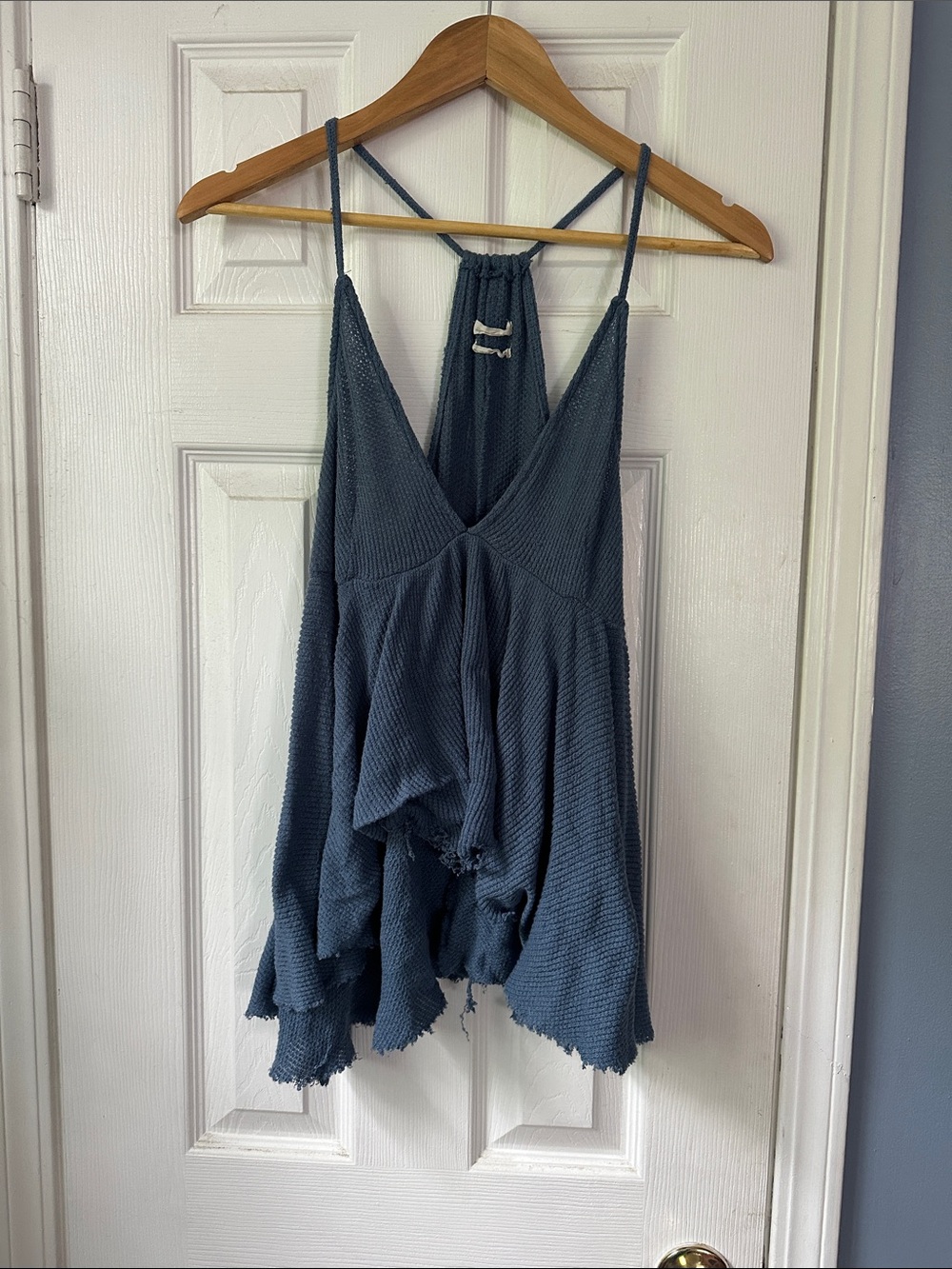 Urban Outfitters Slate Blue Waffle Knit Strappy Camisole